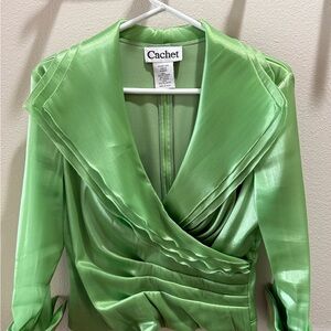 Cachet Light Green Satin Top